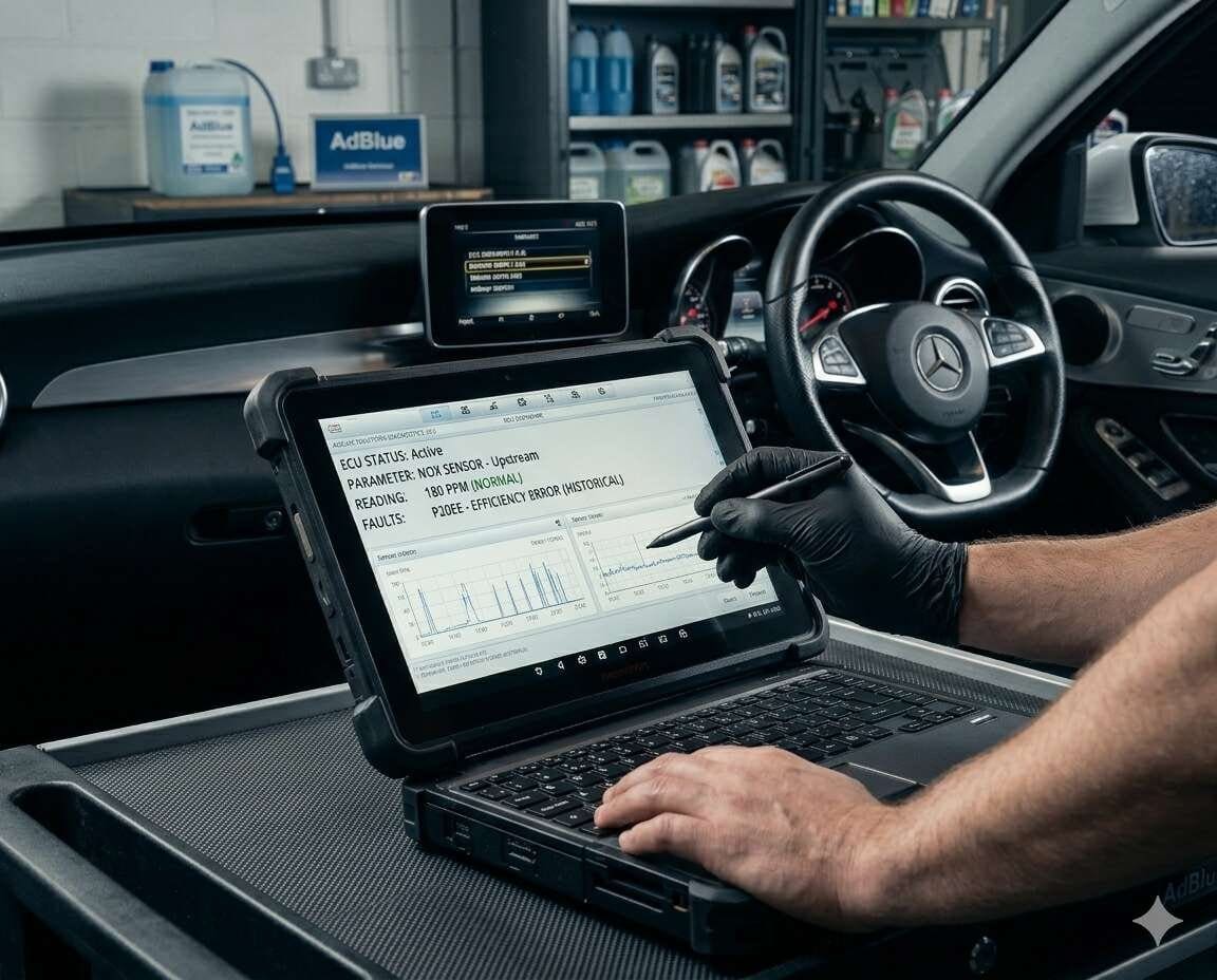 AdBlue software solution being carried out on a vehicle