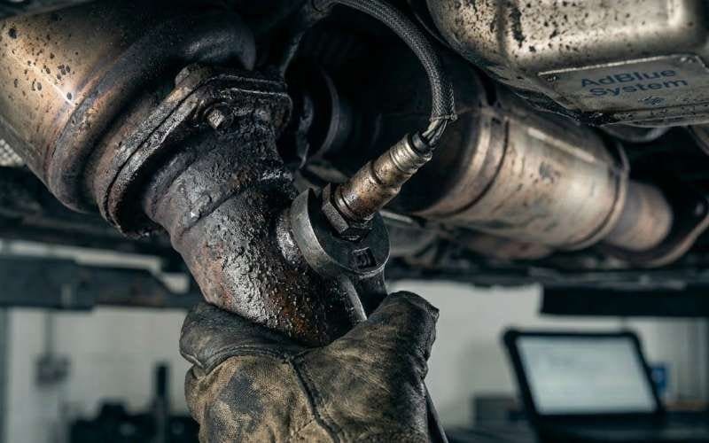 NOx sensor replacement being carried out on a diesel vehicle