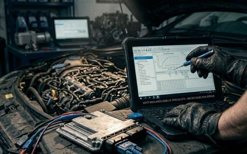 ECU recalibration being carried out on a diesel vehicle